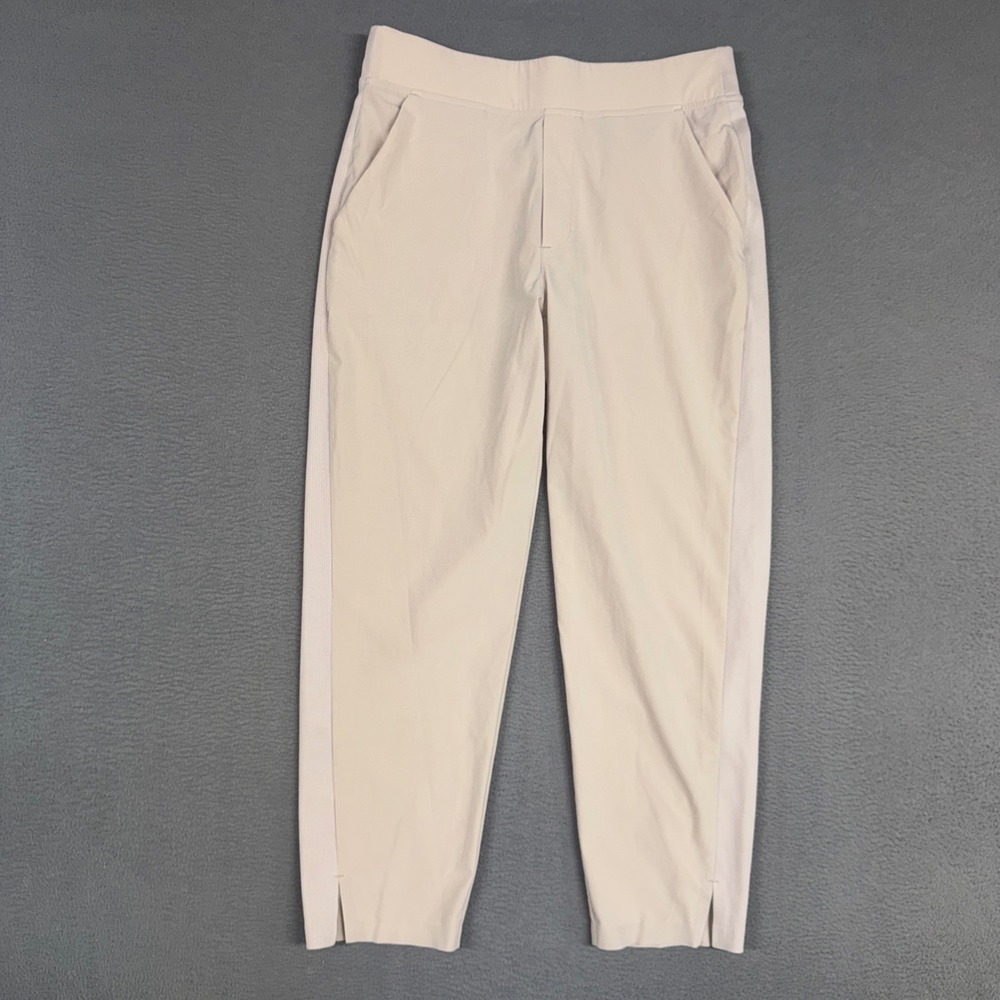 Athleta Pants Womens 8P Beige Brooklyn Ankle Casual Travel Ribbed Side Tapered